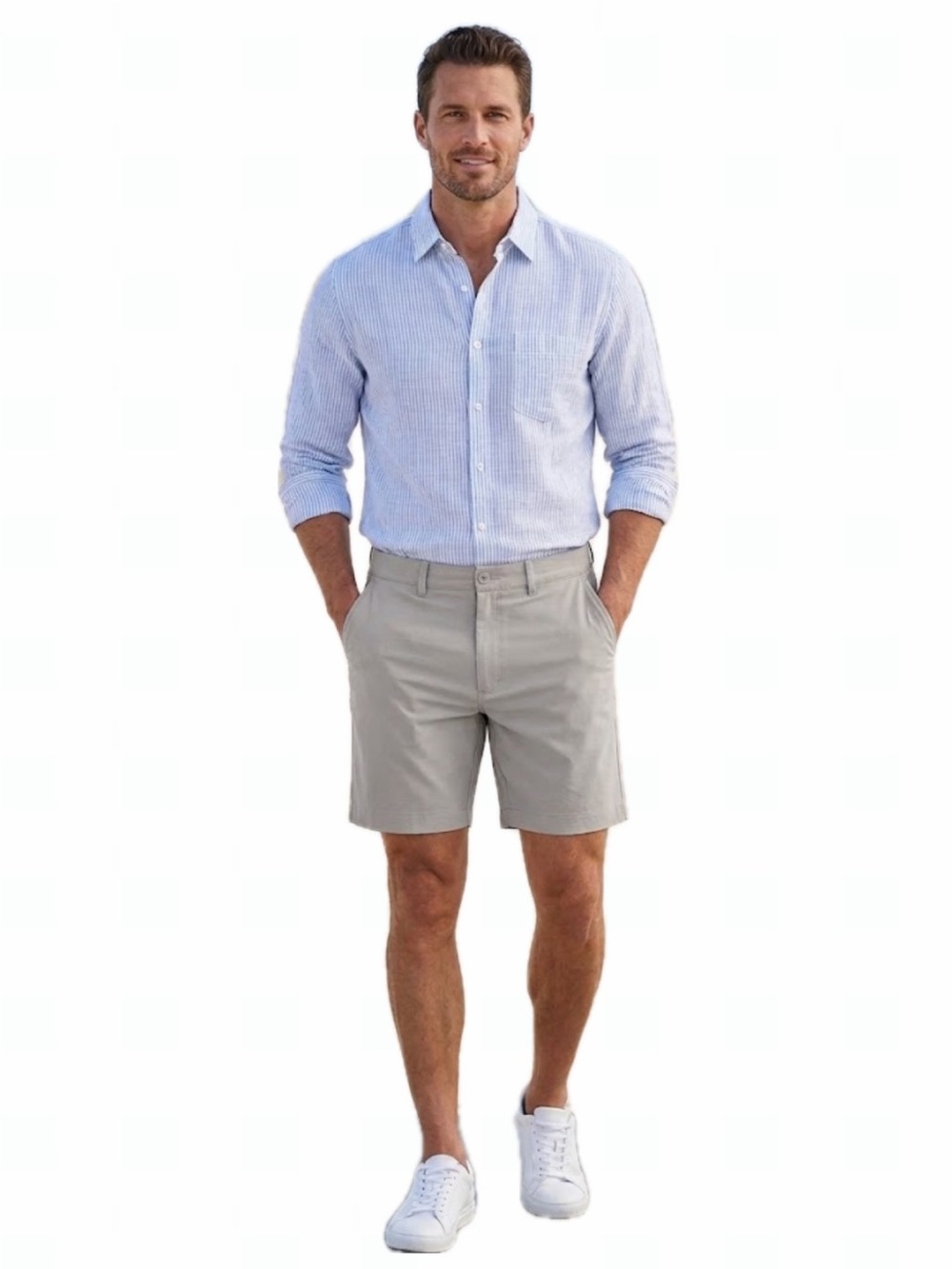 VINTAGE 1946 MENS 42 HEATHER SAND ZIPPER POCKETS BELT LOOPS DRESS SHORTS NWT